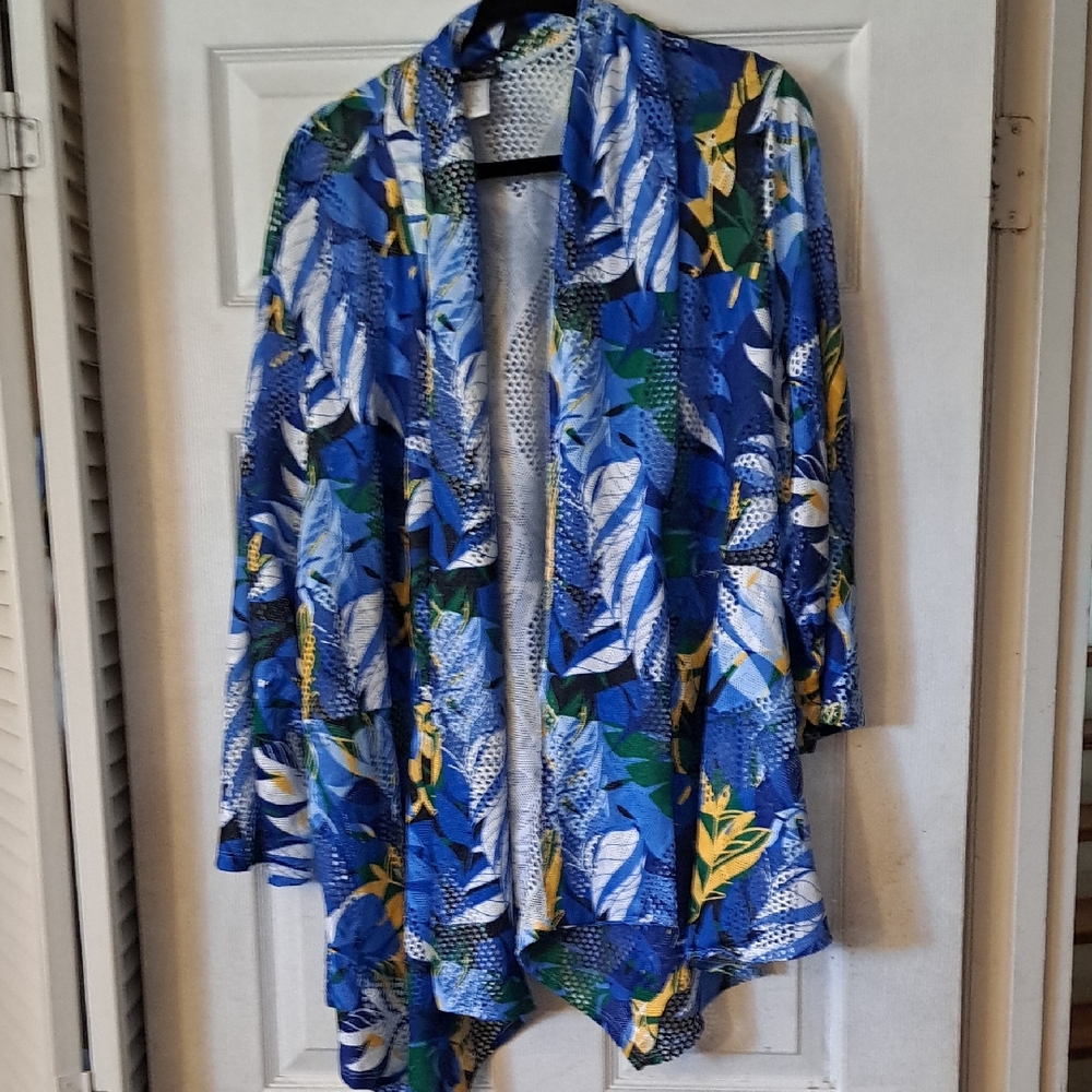 Slinky Brand Blue and Yellow Patterned Jacket